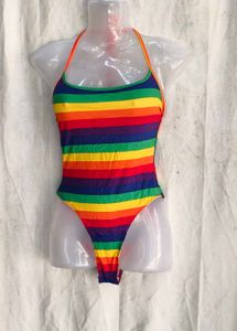 13410. Rainbow Striped One-Piece Swimsuit