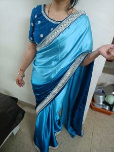 Blue Ombre Saree with Embellished Border