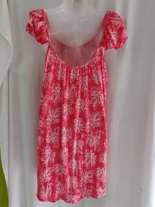 Coral Print Off-Shoulder Mini Dress