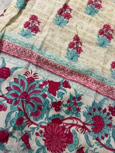 Biba Beige Floral Print Sleeveless Kurta