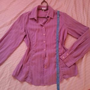 Women's Purple Striped Button-Up Shirt