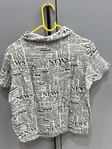 Newspaper Print Button-Up Shirt