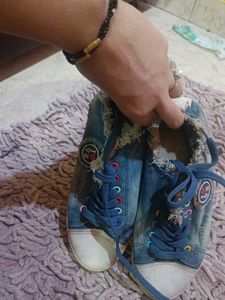 Denim Lace-Up Sneakers