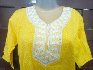 Yellow Polka Dot Short Kurti