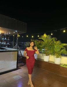 Styli Burgundy Bardot Bodycon Dress