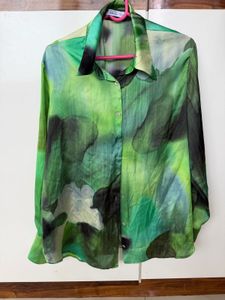 Stylish Green Abstract Print Shirt