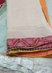 kota doria Elegant Cream Saree with Red Border