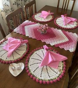 Handmade Crochet Table Runner & Placemats Set