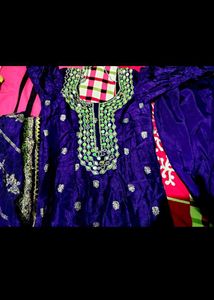 Beautiful Purple Kurta Set with Mirror Work