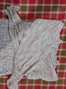 Smocked Print Long Sleeve Top