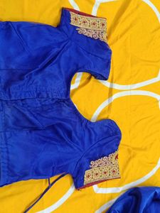 maroon and royal blue embellished saree