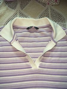Striped Cropped Polo Shirt