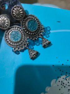Sparkling Blue Jhumka Earrings