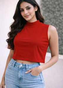 Red Sleeveless Crop top