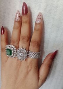 Combo Of 3- Stunning Emerald &amp; Diamond Ring