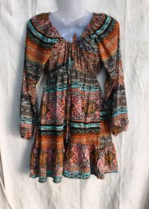3229.. Bohemian Print Tiered Dress