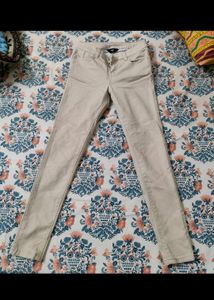 Light Beige Skinny Fit Trousers