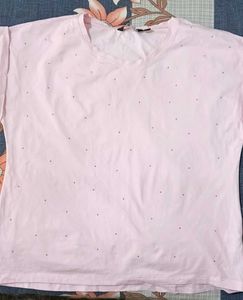 new Pink Embellished Casual T-Shirt