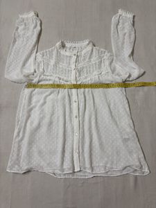 White Sheer Blouse with Lace Detail