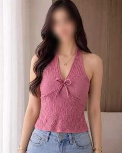Chic Pink Textured Halter Top
