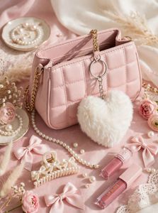 🤍☁️ FLUFFY WHITE PLUSH HEART KEYCHAIN