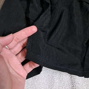 Edgy Black Square Neck Puff Sleeve Crop Top