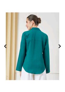 Teal Collared Button-Up Tunic Top