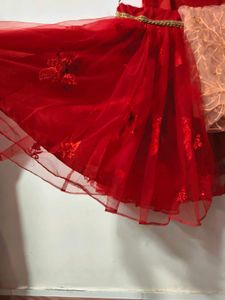 Red Embroidered kurti sharara set