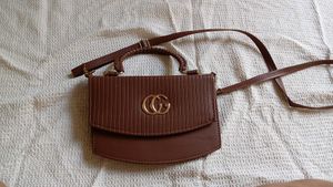 Chic Brown Handbag with Gold Logo