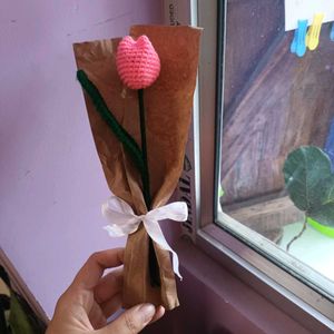 Handmade Crocheted Pink Tulip