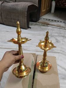 Vintage Brass Oil Lamps - Pair Unused