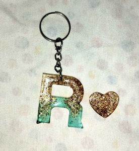 Custom Letter R & Heart Keychain