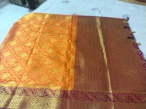 Elegant Orange &amp; Red Silk Saree with Blouse