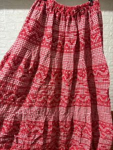 Red &amp; White Gingham Pattern Skirt