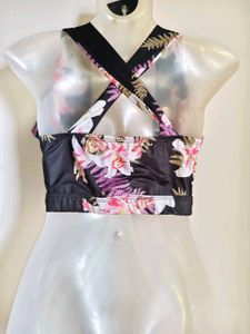Floral Halter Crop Top Size S-M 30"-34"