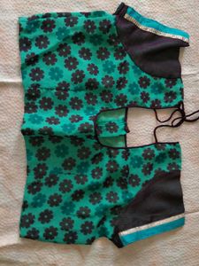 Maroon Brocade Blouse with Gold Polka Dots