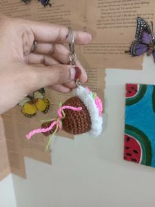 Crocheted Flower Keychain Charm