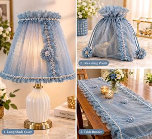 Elegant Sky Blue Net Dupatta with beautiful lace