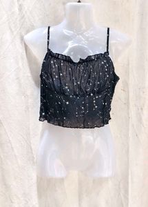 25V. Sparkling Star Print Sheer Cami Top