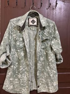 Jeep Floral Print Denim Shirt