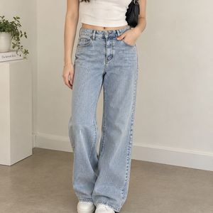 blue wide leg jeans pants