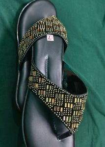 Women Comfy Black Embellished Flats UK 5