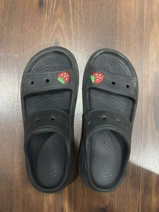 Black Flip-Flops with Strawberry Charms