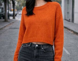 Cozy Orange Cropped Sweater