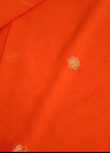Orange Saree with Floral Embroidery