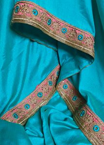 Sky Blue Traditional Designer Saree with Embroider