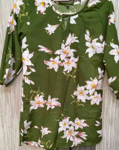 Green Floral Print Kurti