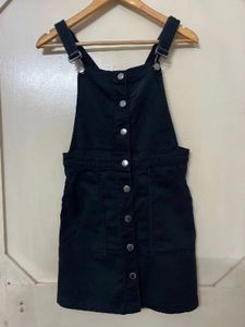 H&amp;M Dungaree Black Pinafore Dress
