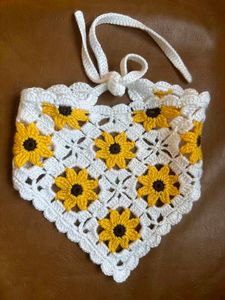 Crochet Sunflower Hair Scarf