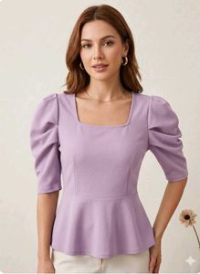 Trendy Lavender Puff Sleeve Top